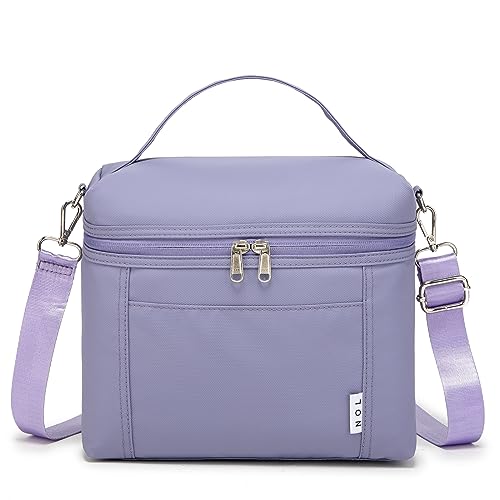 NOL 8L Insulated Lunch Bags for Women Cooler Bag Lightweight Nylon Waterproof Lunch Box For Work (Light Purple / Medium (8 Liters))