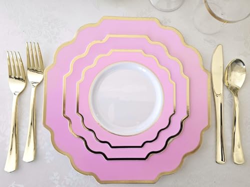 OCCASIONS " 200 Piece set (200 Piece (25 Guest) / B. Imperial Rose Pink & Gold)