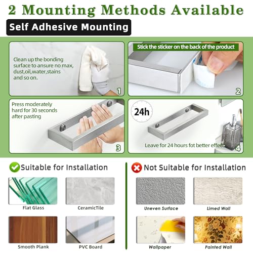 Hand Towel Holder Towel Bar for Bathroom Wall Mounted 12 Inch (Brushed / 12-Inch)