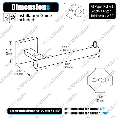 Toilet Paper Holder Tissue Paper Dispenser for Bathroom Toilet Roll Holder Brushed Nickel Stainless Steel B2005BR (Brushed Nickel / Horizontal)