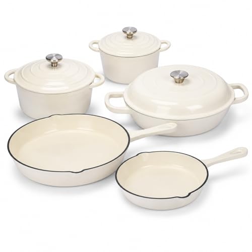 enameled cast iron cookware set (White)