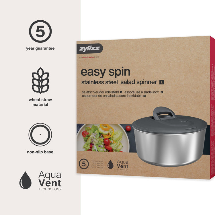 Easy Spin Salad Spinner (Stainless Steel / Large)