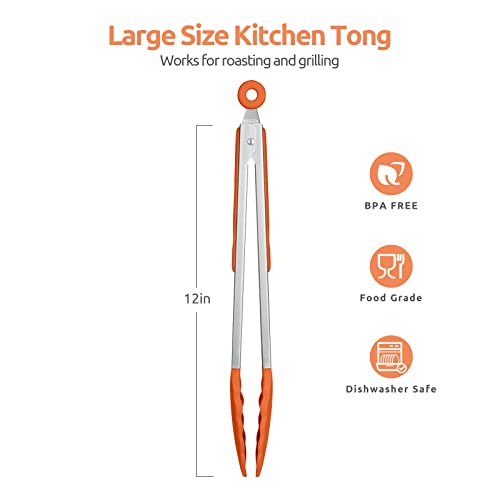 Kitchen Tong for Cooking (Orange / 12 inch)