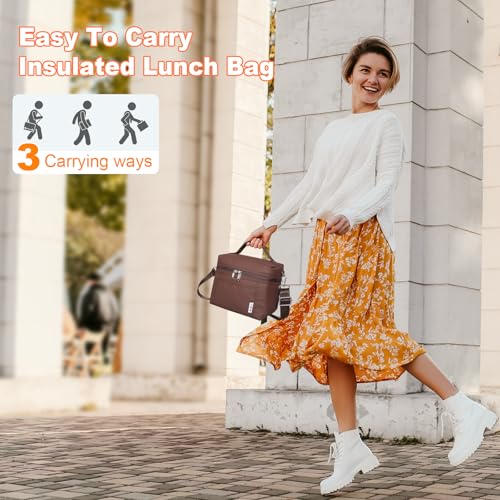 NOL 4 Liters Small Insulated Lunch Bags for Women Cooler Bag Lightweight Nylon Waterproof Lunch Box For Work (Small (Coffee / Small (4 Liters))