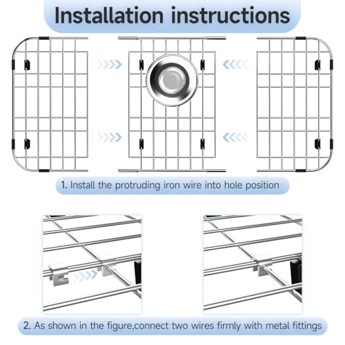 27.5'' x 13.5'' Stainless Steel Sink Protector with Sink Strainer (27.5''x13.5''/Rear Drain)