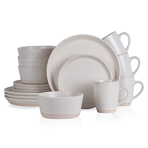 Jules Stoneware 16 (16 Piece - Service for 4 / Black and Off-White)