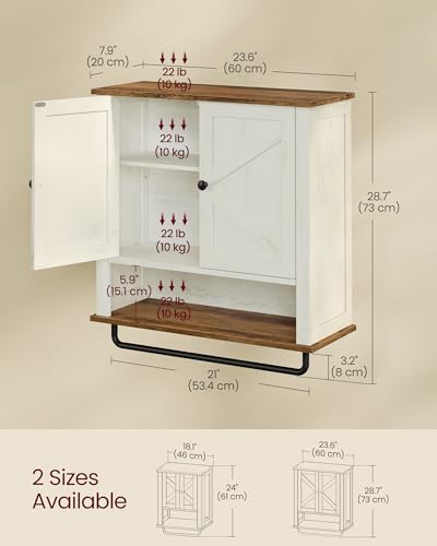Bathroom Cabinet with Towel Bar (Rustic White / 2Doors(28.7"H))