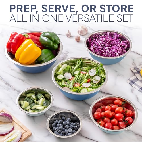 Stainless Steel Mixing Bowls Set (6 Pieces / Blue)