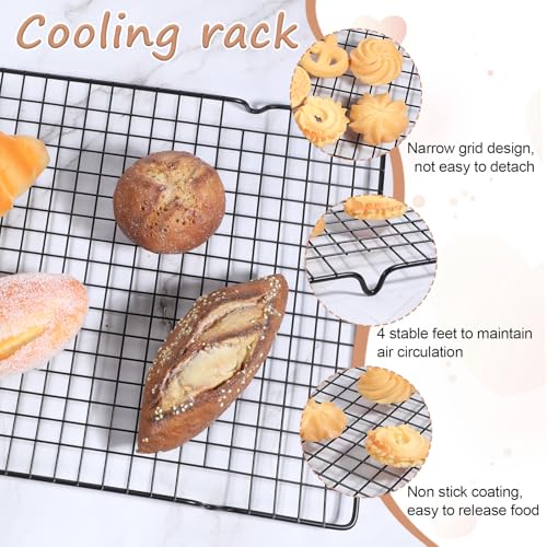 6 Packs Cooling Racks 16"x10" Baking Rack for Cooking and Baking Oven Wire Rack Cooling Drying Roasting Rack Heavy Duty Baking Rack for Roasting Cooking Grilling Drying (Black)
