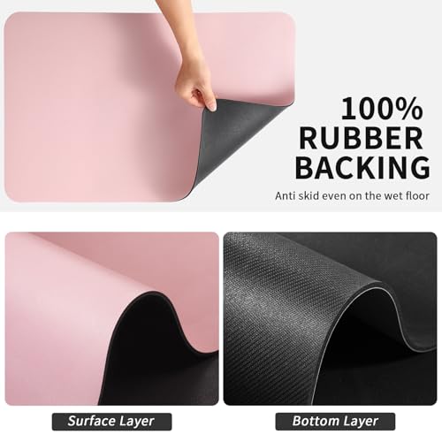 Coffee Mat Absorbent Hide Stain Rubber Backed Dish Drying Mat for Kitchen Counter (Pink / 17" x 31.5")