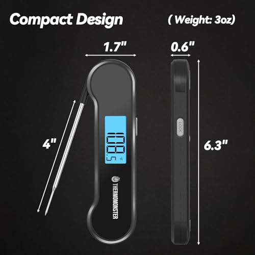 0.5 Sec Instant Read Meat Thermometer Digital for Cooking (Black)