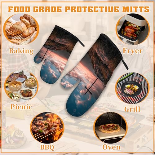 Cross Oven Mitts and Pot Holders Set (Cross Sunset Mountain)