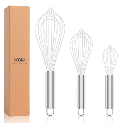 White Silicone Whisk Set of 3 (Premium(White Pack))