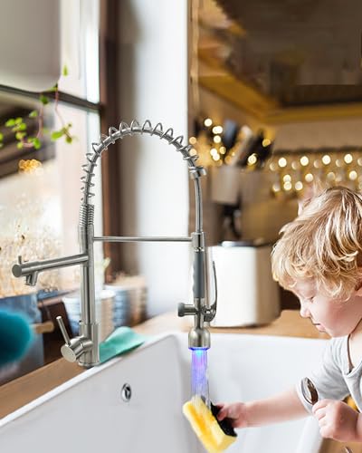 Commercial Kitchen Faucet with Pull Down Sprayer Brushed Nickel (Brushed Nickel)