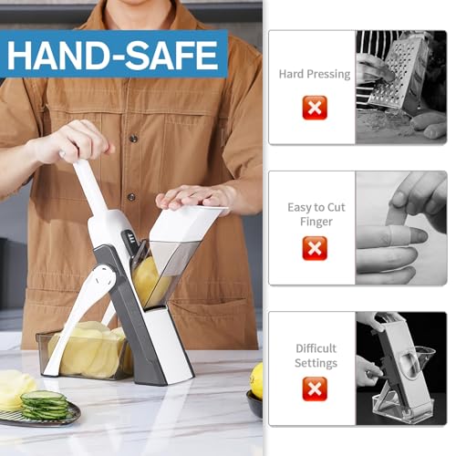 Safe Mandoline Slicer for Kitchen (Dark Gray)