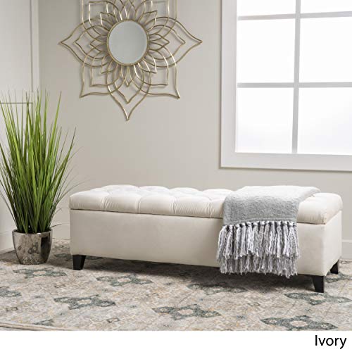Ottilie Velvet Storage Ottoman (Ivory,velvet)