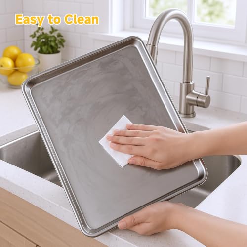3 Pack Heavy Duty Stainless Steel Baking Sheet Set (Stainless Steel / 9/12/16)