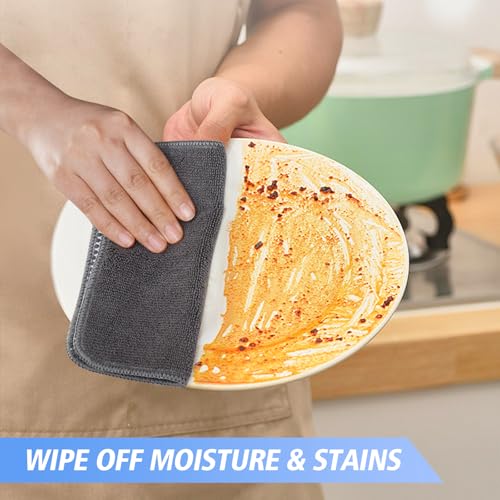 Dish Cloths for Washing Dishes with Scrub Side (Gray / 12inchx12inch)