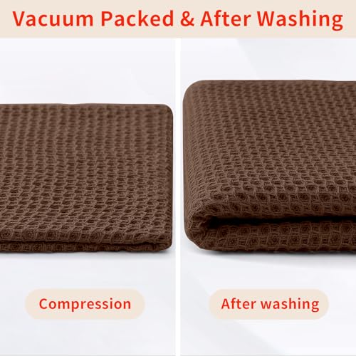 100% Cotton Waffle Weave Kitchen Dish Towels 8 (Coffee / 13 X 28 - 8 Pack)