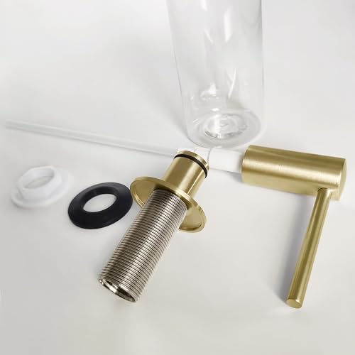 Brushed Gold Brass Built in Dish Soap Dispenser with 17 OZ Bottle (Brushed Gold)