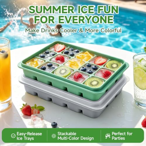 Ice Cube Trays Set of 2 (Green+Gray)