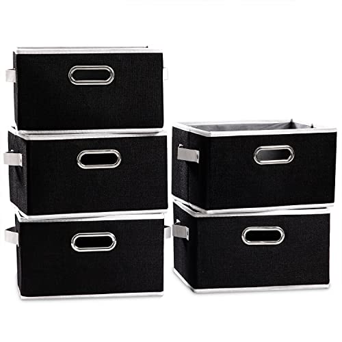 Large Collapsible Storage Bins for Closet [5 (Black / Large(5-Pack))