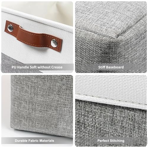 Collapsible Fabric Storage Cubes 11x11 Cube Storage Bins (Gray / Off-White / Cube - 11"x11"x11")
