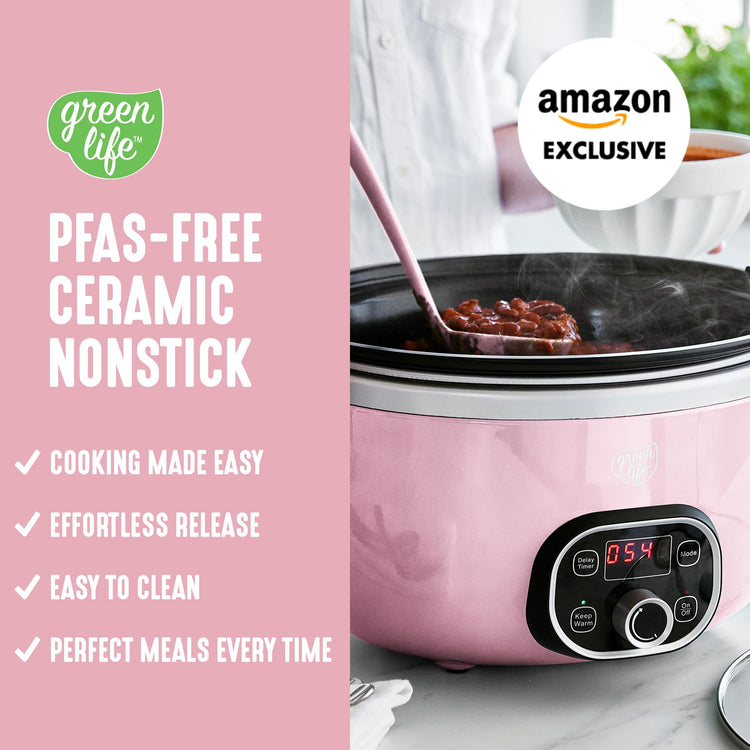 6QT Ceramic Nonstick Slow Cooker (Pink / 6 Quarts)