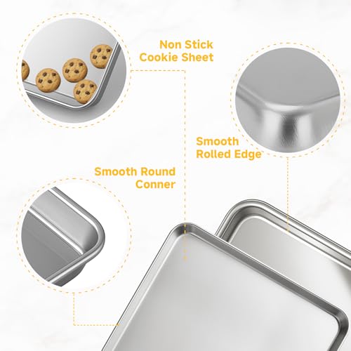 3 Pack Heavy Duty Stainless Steel Baking Sheet Set (Stainless Steel / 9/12/16)