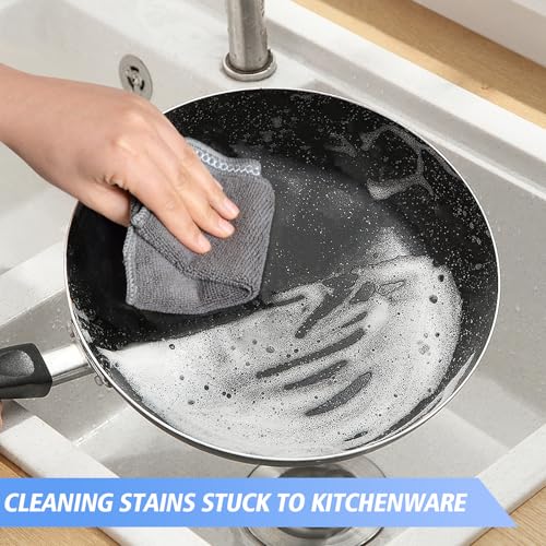 Dish Cloths for Washing Dishes with Scrub Side (Gray / 7inchx7inch)