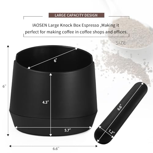 Knock Box 6 Inch Extra Large Capacity Design Espresso Knock Box Shock (6 Inch Espresso Knock Box)