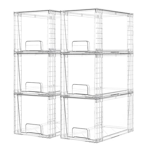 6 Pack Large Stackable Storage Drawers (Clear( 6 Pack) / Large)