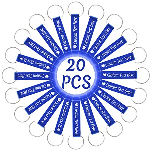 20PCS Personalized Bottle Opener Keychain Bulk Custom Beer Bottle Opener with Logo Text Engraved Wedding Bottle Opener Favors Customized Gifts for Guests Baby Shower Birthday Party (Blue / 20 PCS)