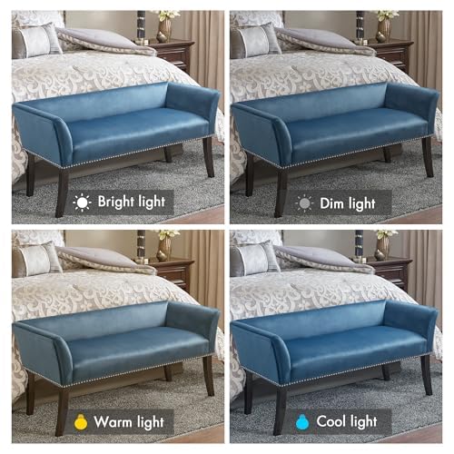 Accent Bench Upholstered with Nailhead Trim (Blue)