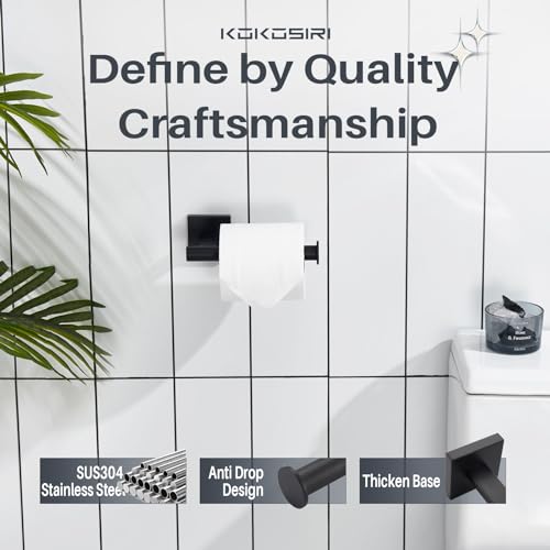 Toilet Paper Holder for Bathroom Toilet Roll Holder Hold Mega Rolls Wall Mounted (Matte Black / Vertical)