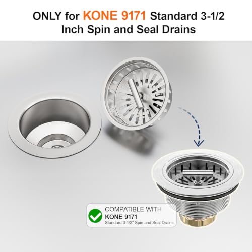 Kitchen Sink Stopper Strainer Replacement for KONE 9171 Standard 3 (Silver)