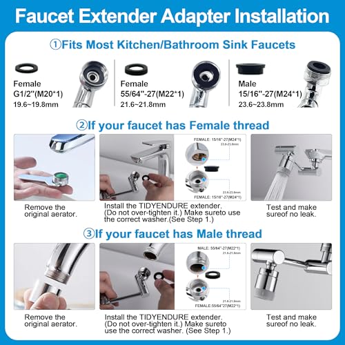 TIDYENDURE 1080° Rotating Faucet Extender (Silver)