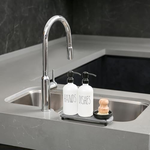 Soap Dispenser Set Comes with Stainless Steel Pumps (White & Black)