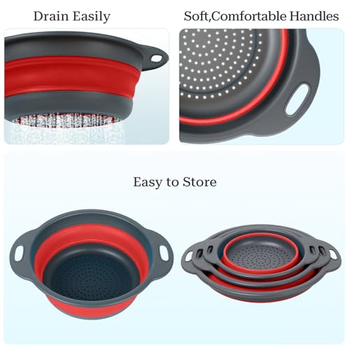 Collapsible Colander 3 (Gray-Red)