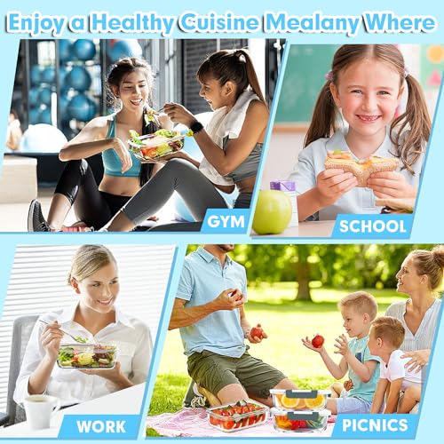 5 PACK 36 OZ Glass Meal Prep Containers Set with Lids (Grey)