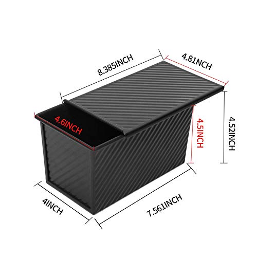 Pullman Loaf Pan with Lid 2 Pcs (Black 2 pieces 1 lb Corrugated)