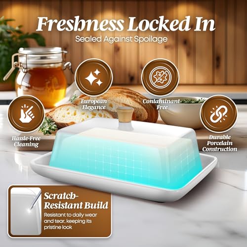 Extra Large Ceramic Butter Dish with Lid (White / Extra Large)