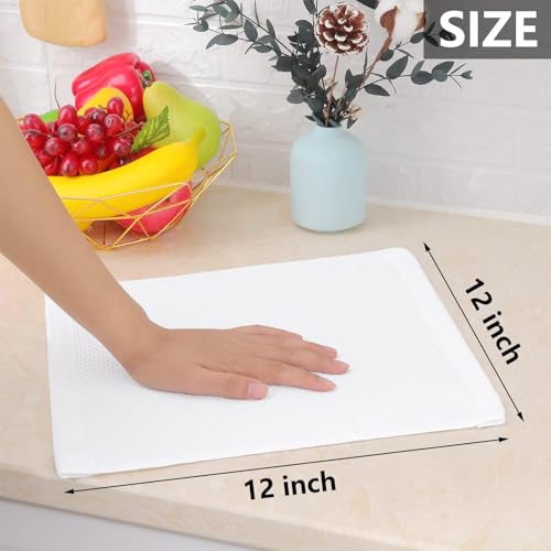 100% Cotton Waffle Weave Kitchen Dish Cloths 6 (White / 12 X 12 - 6 Pack)