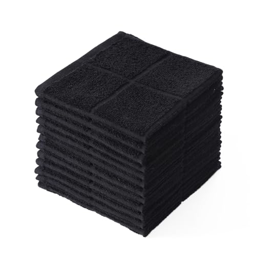 Kitchen Dish Cloths for Washing Dishes (Black / 11x11 inches)