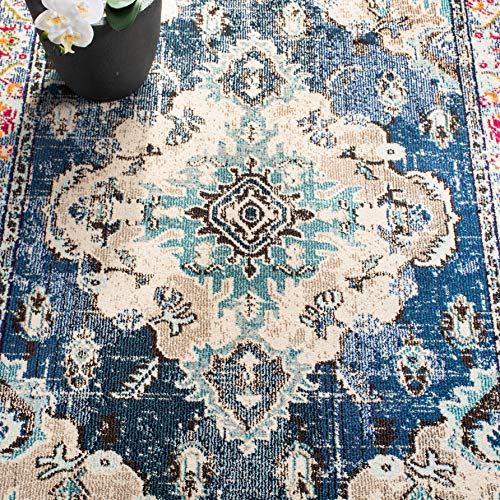 Monaco Runner Rug 2'2"x22' (2'2" x 22' (Runner) / Navy/Light Blue)