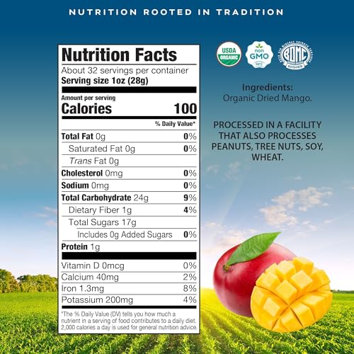 CROP BY POP Organic Sun Dried Mango Slices (Organic Dried Mango / 32 oz)