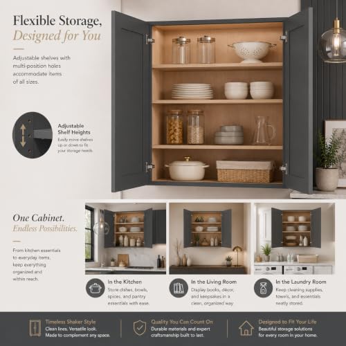 Wall Mounted Cabinet (Pebble Gray / 27" W x 12" D x 42" H)