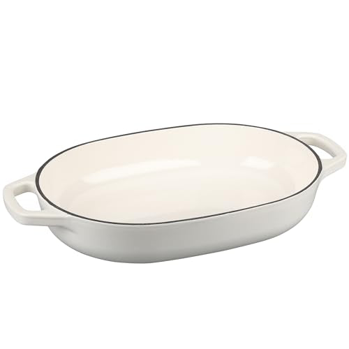 Enameled Cast Iron Oval Dutch Oven Pot with Lid (White / 7 Quart)