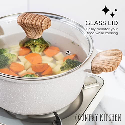 Non Stick Cast Aluminum Cookware Set (Speckled Cream / 6 Pc.)