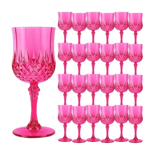 24Pack Plastic Wine Glasses (Hot Pink)